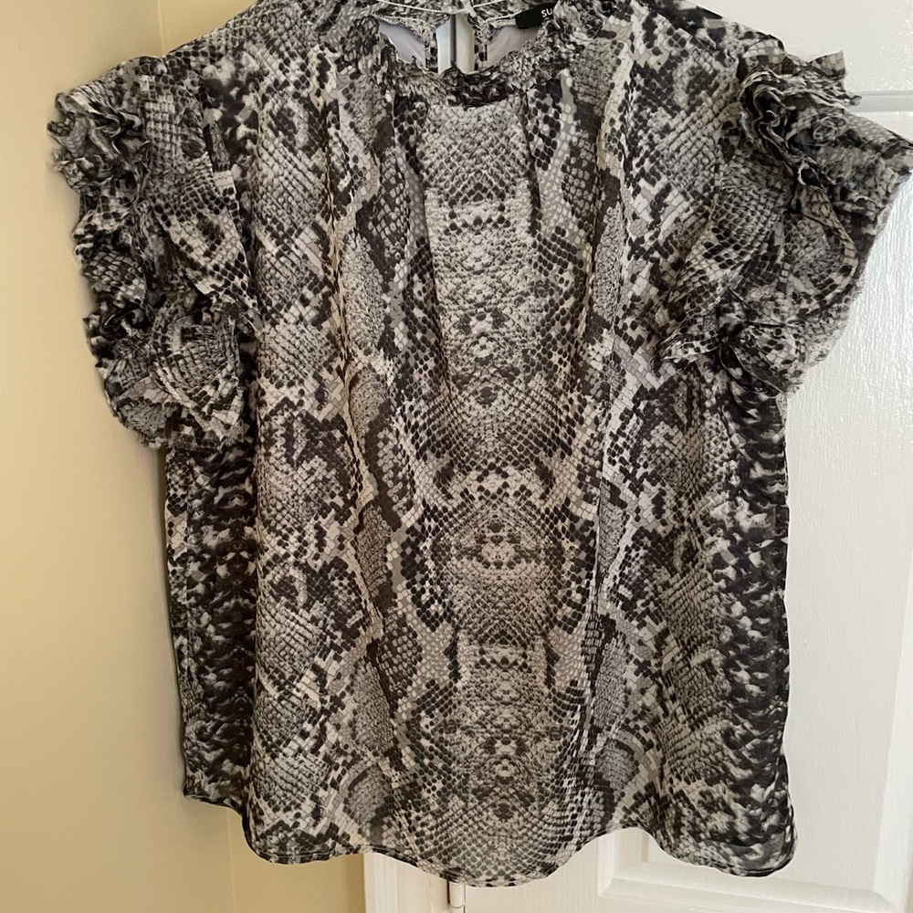 Sugarlips Black and Gray Snake Print Blouse
